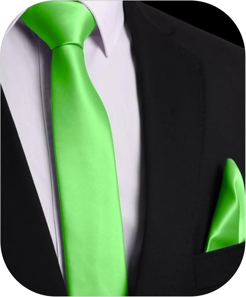 Trilece Ties for Men - Mens Solid Color Formal Necktie and Pocket Square Sets - Image 1